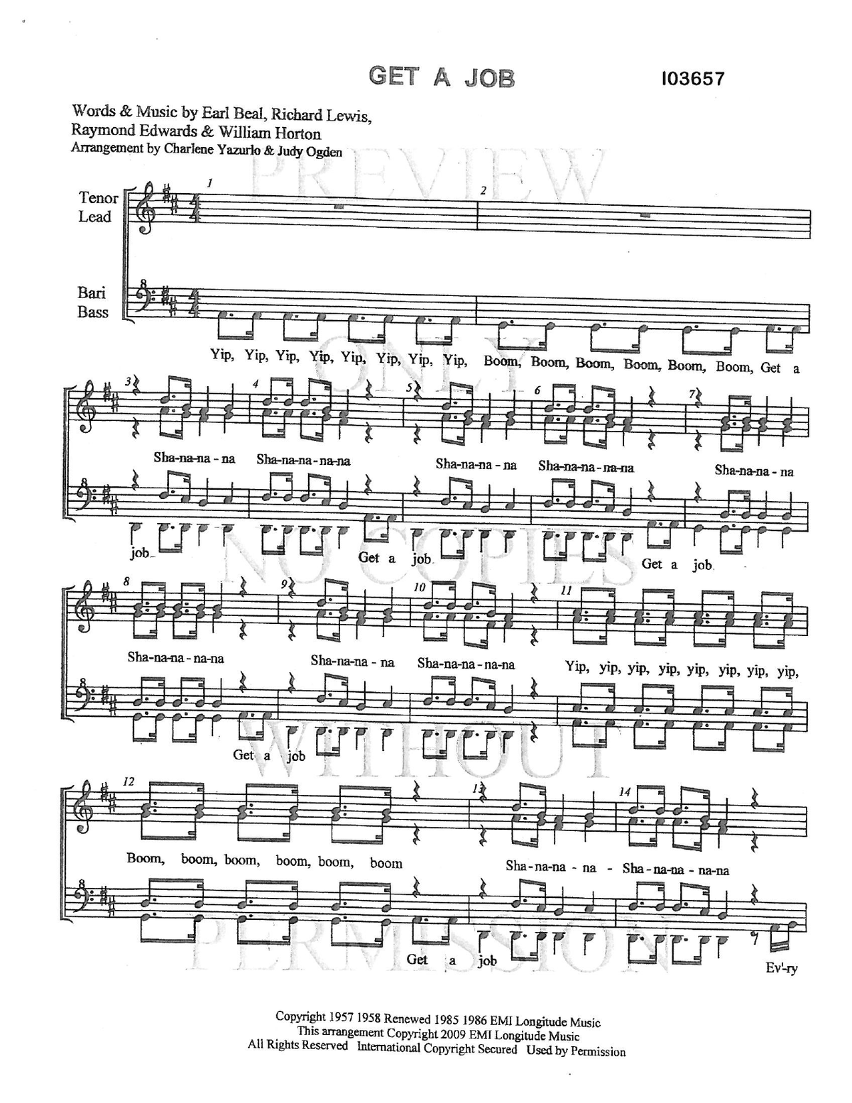 Get A Job — sheet music preview, arranged by Charlene Yazurlo