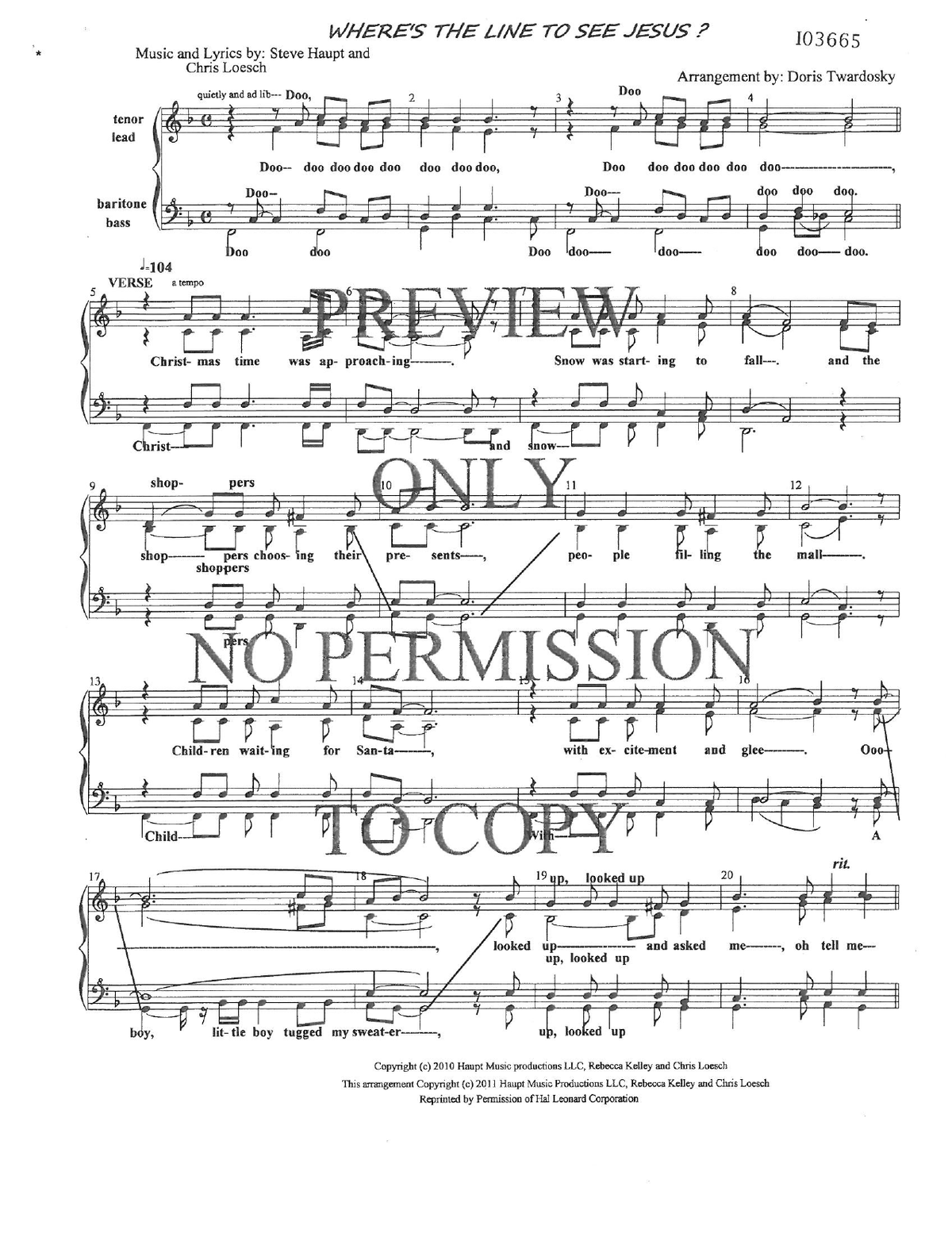 Where's The Line To See Jesus — sheet music preview, arranged by Doris Twardosky