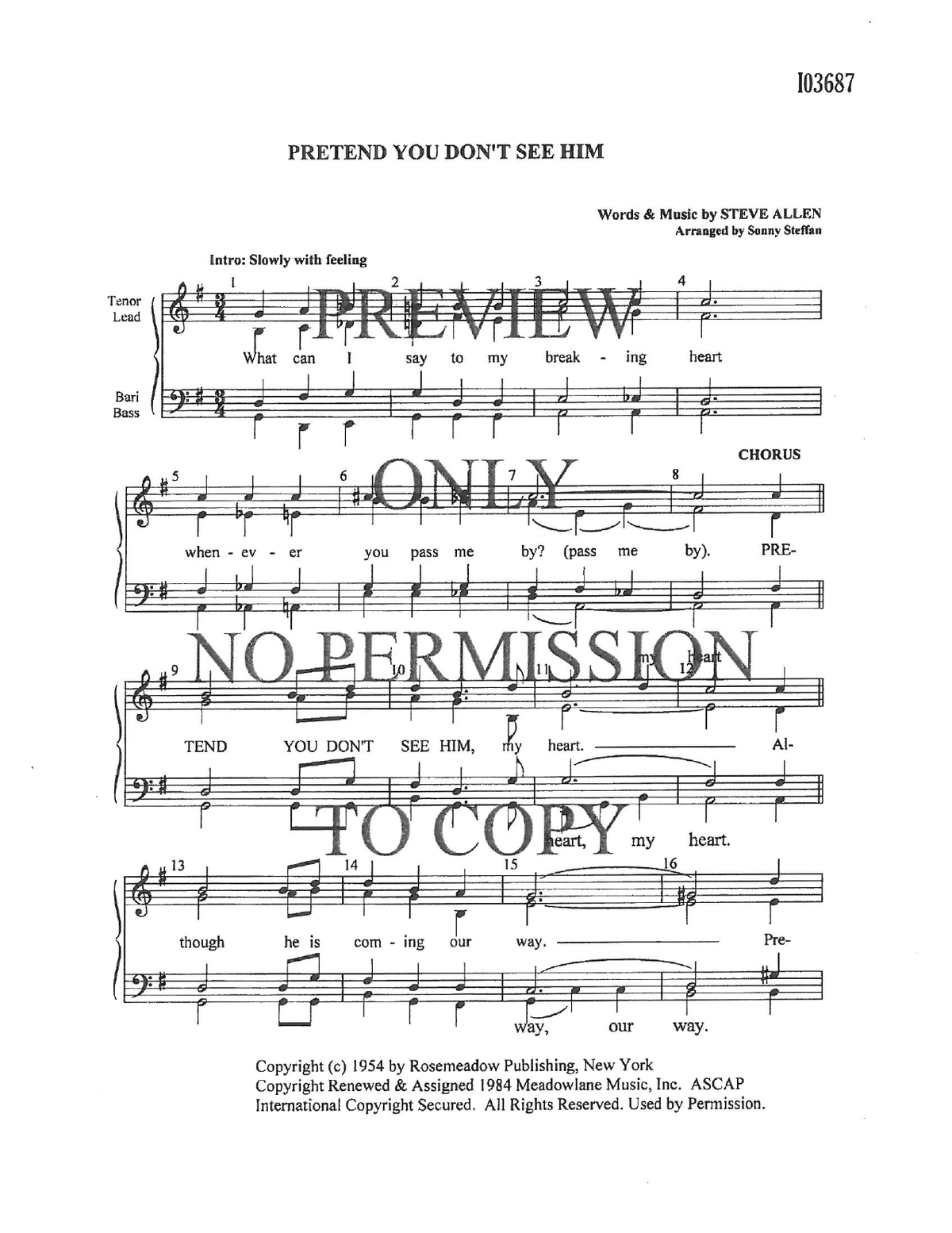 Pretend You Don't See Her (Him) — sheet music preview, arranged by Sonny Steffan