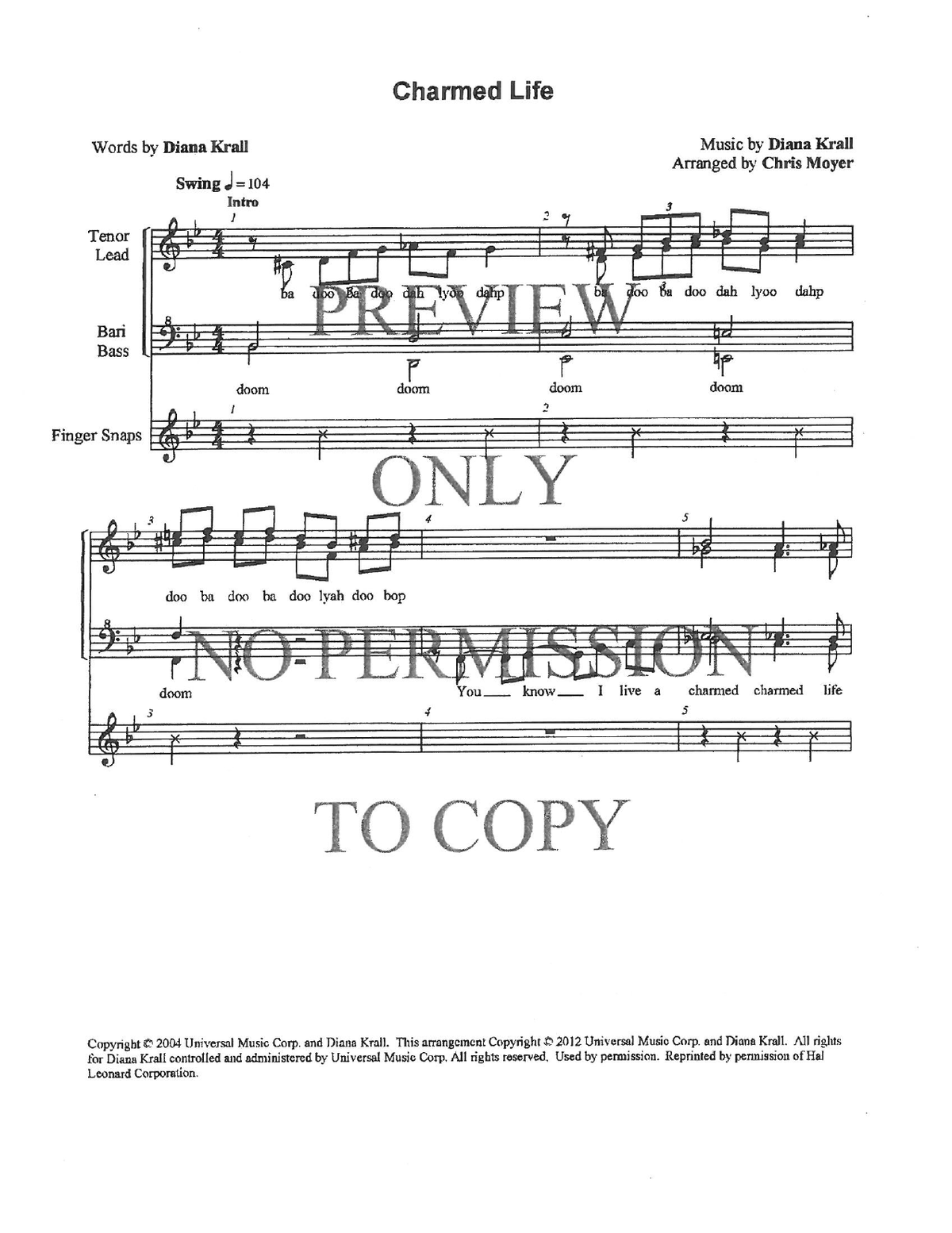 Charmed Life — sheet music preview, arranged by Chris Moyer