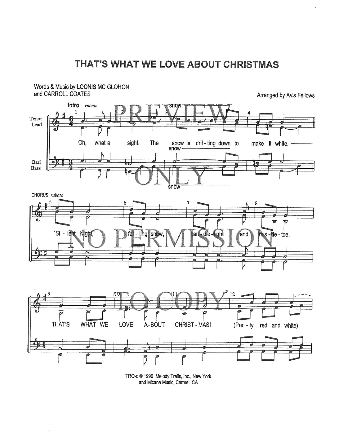 That's What We Love About Christmas — sheet music preview, arranged by Avis Fellows