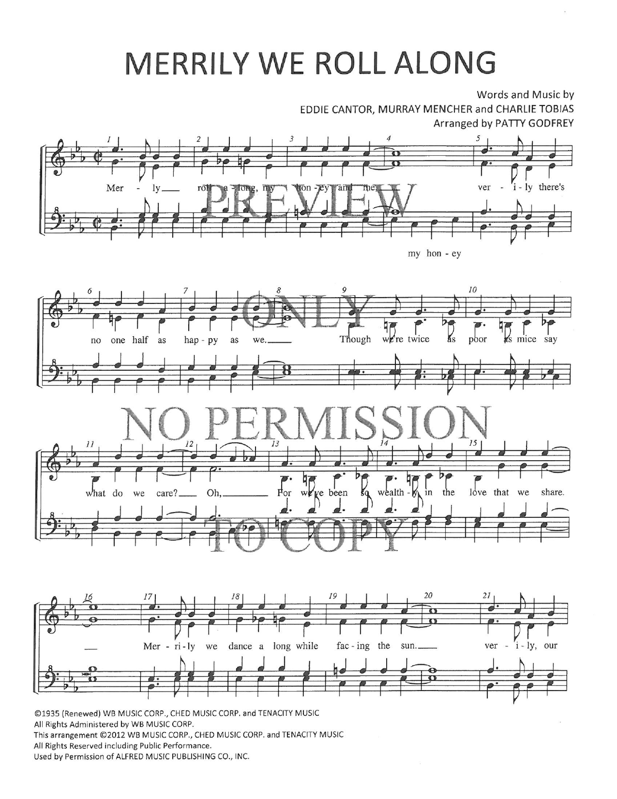 Merrily We Roll Along — sheet music preview, arranged by Patricia Godfrey