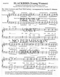 YW - Blackbird — sheet music preview, arranged by Carolyn Johnson