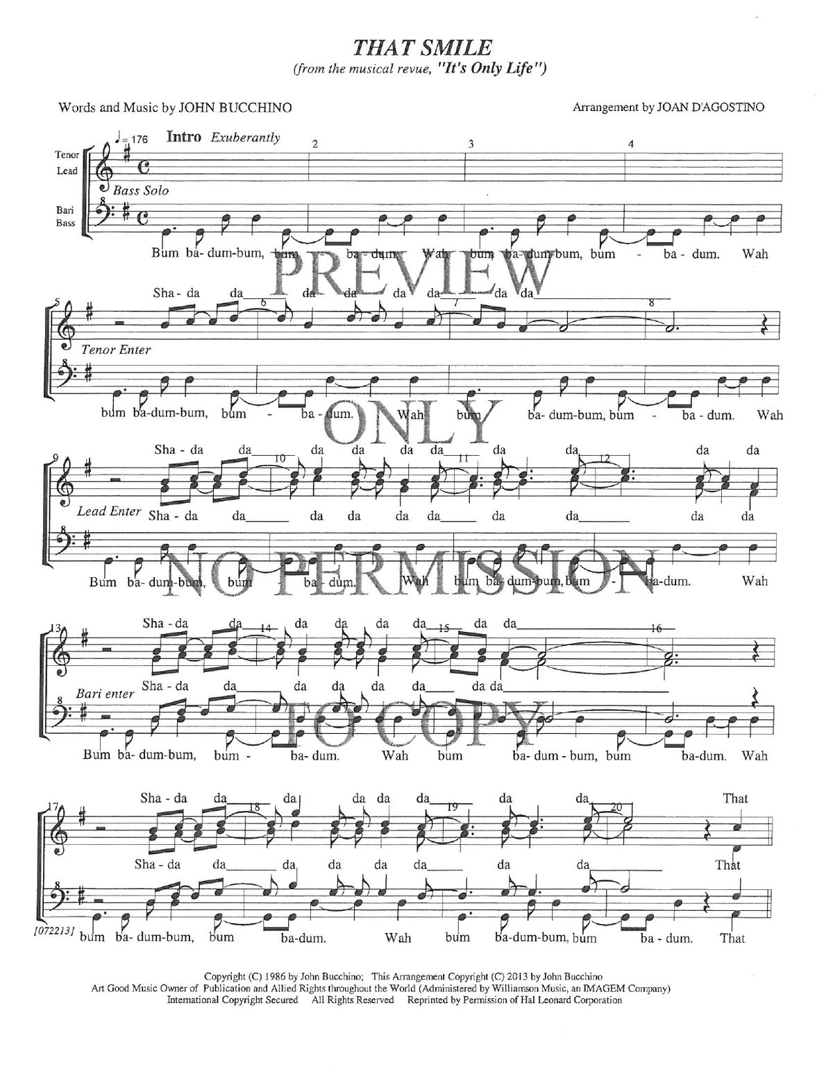 That Smile — sheet music preview, arranged by Joan D 'Agostino