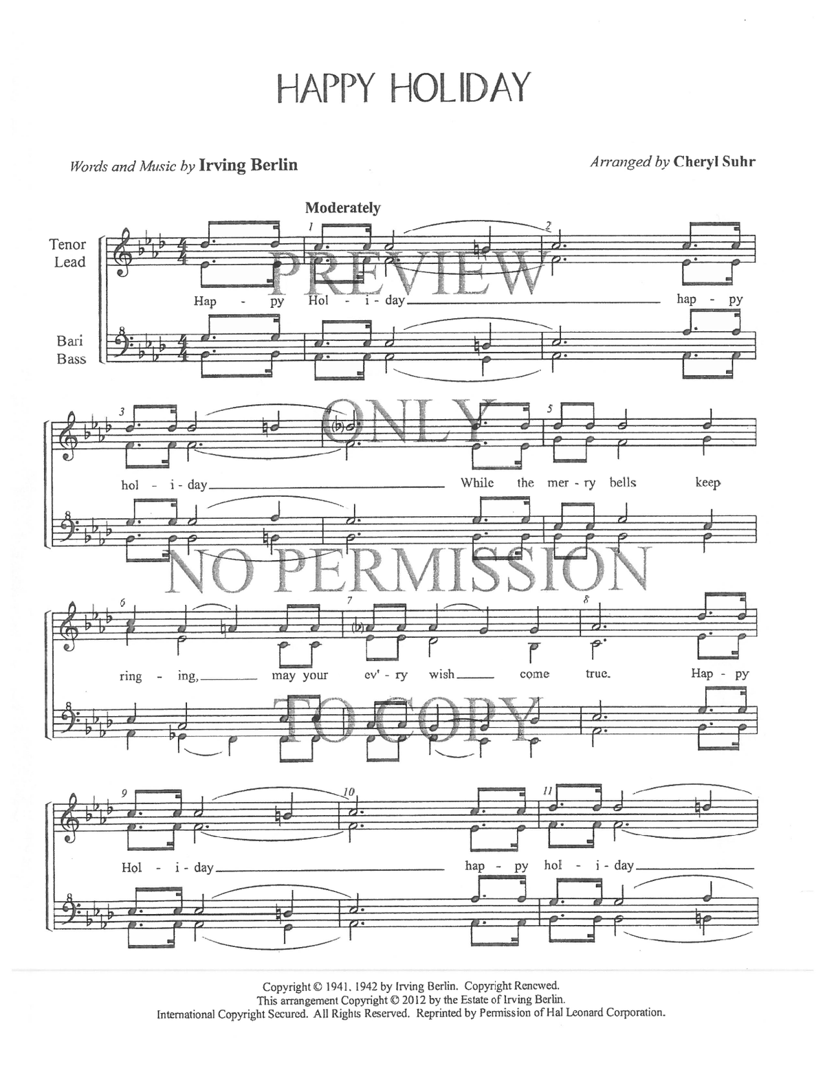 Happy Holiday — sheet music preview, arranged by Cheryl Suhr