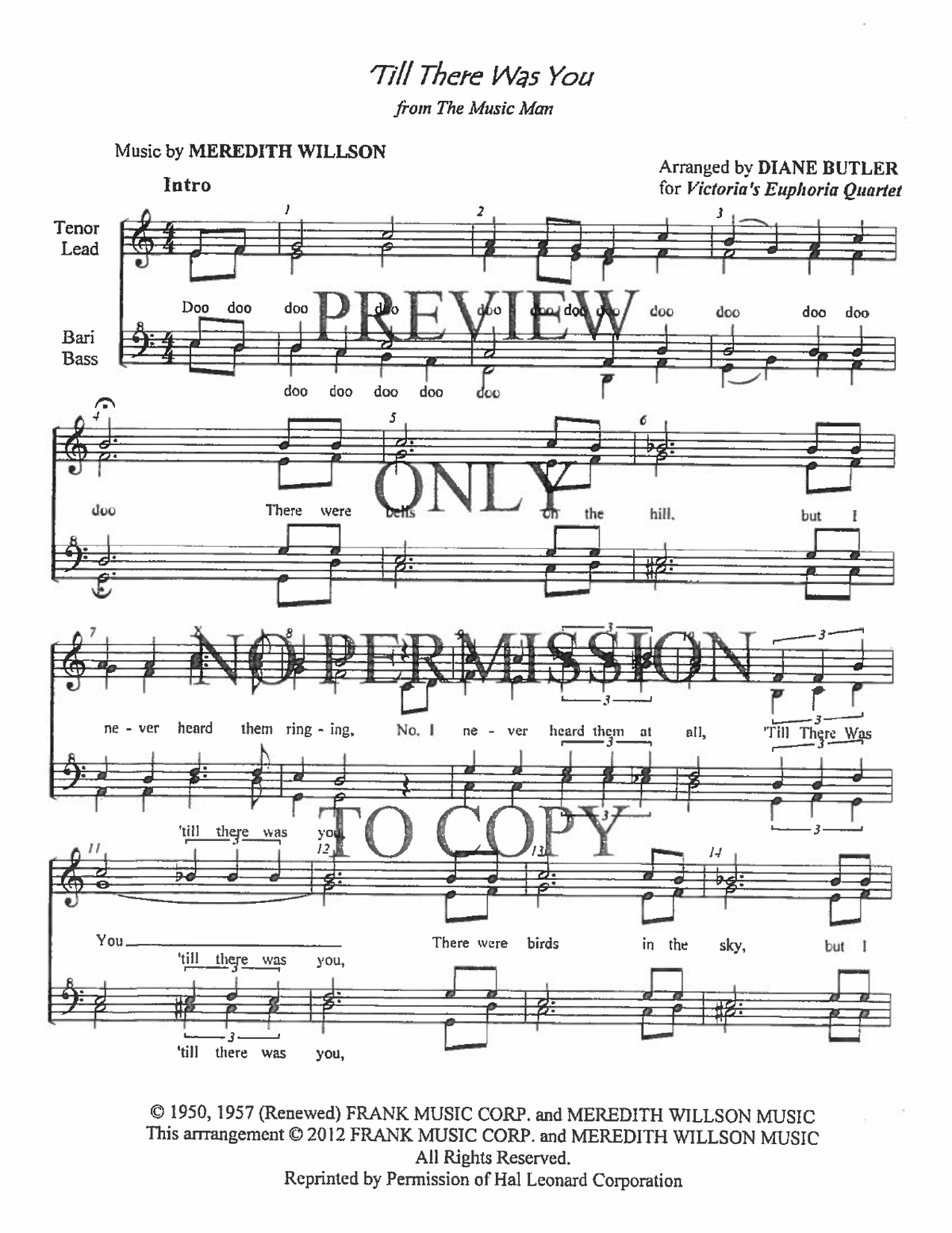 Till There Was You — sheet music preview, arranged by Diane Butler