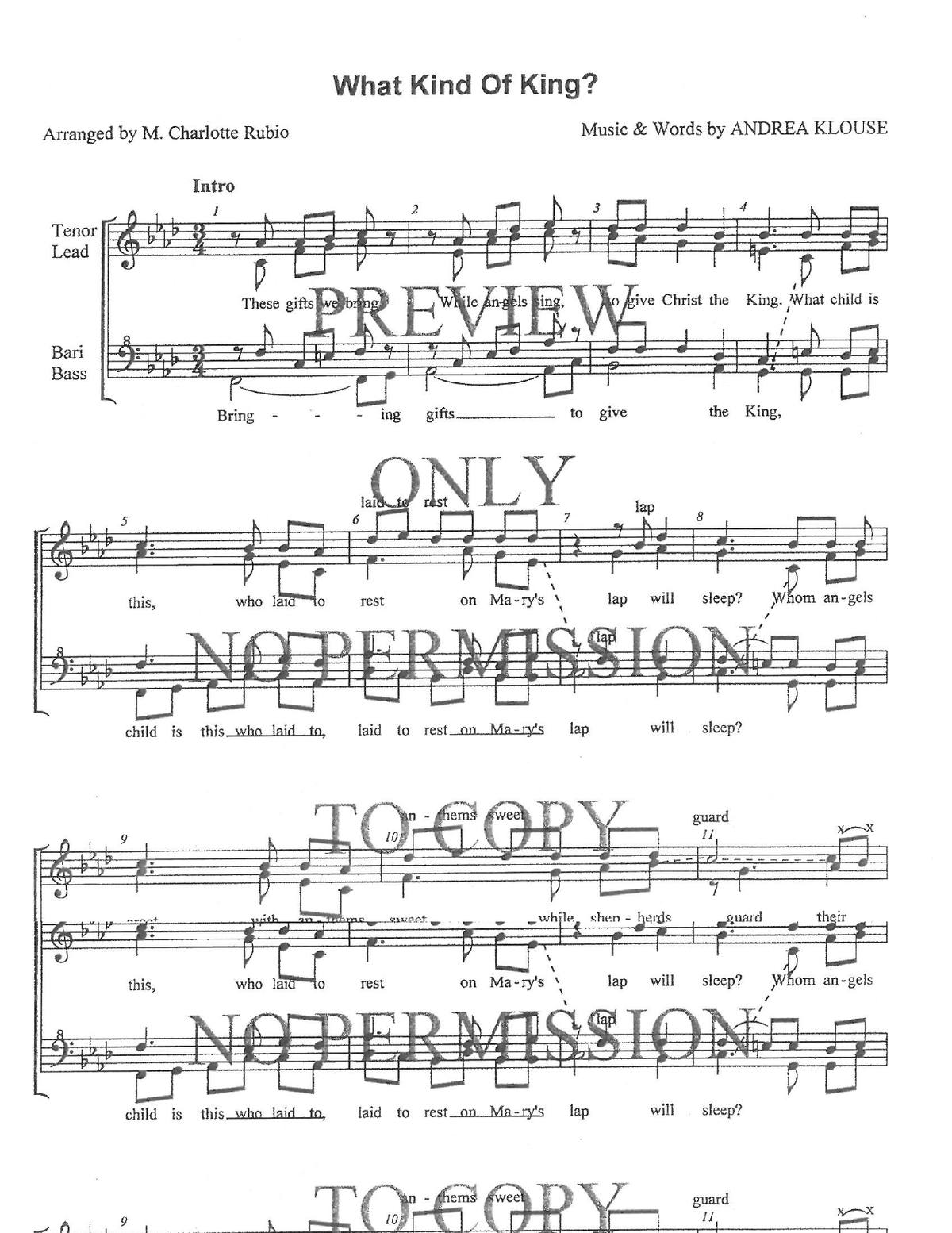 What Kind Of King — sheet music preview, arranged by Charlotte Rubio