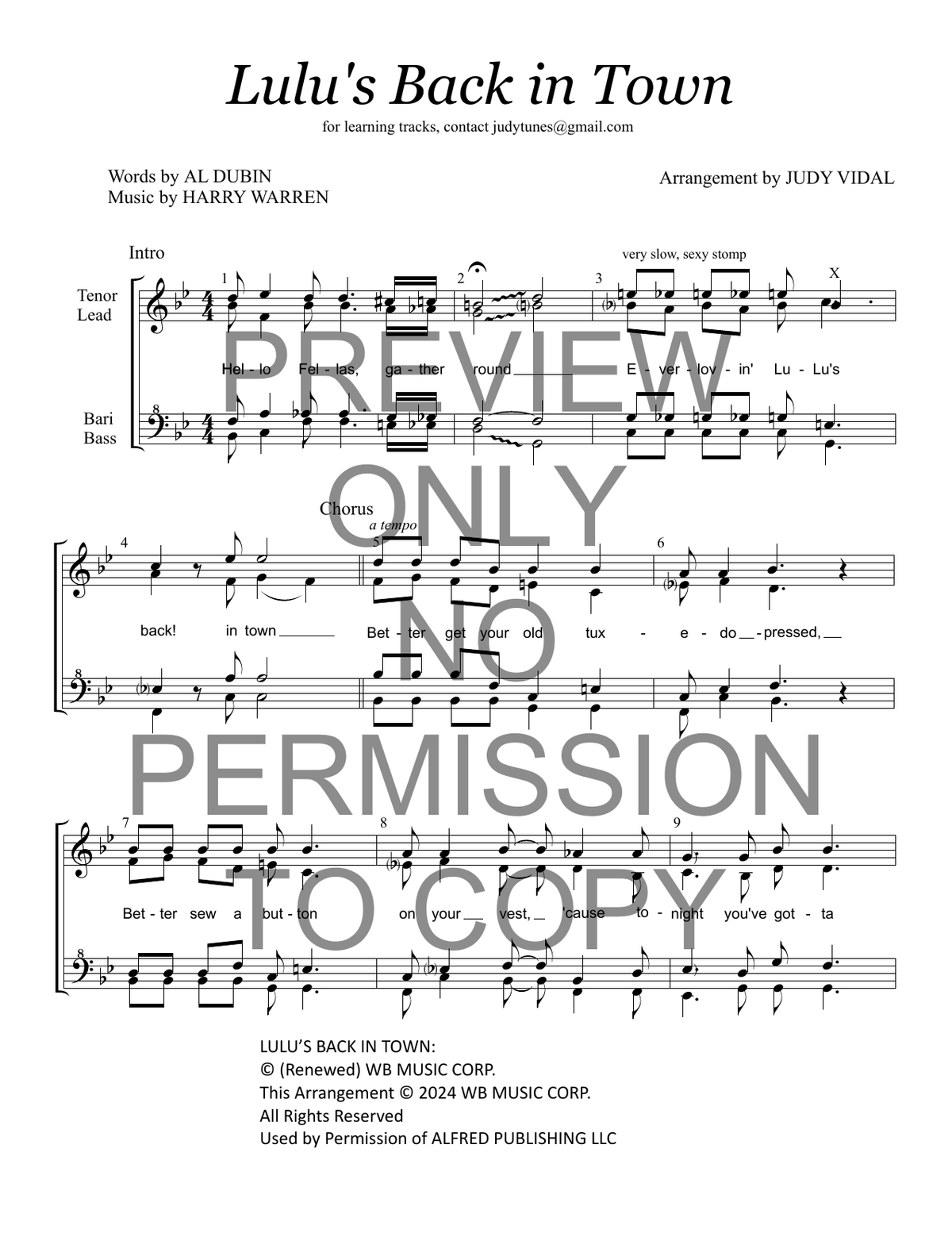Lulu's Back In Town — sheet music preview, arranged by Judy Vidal