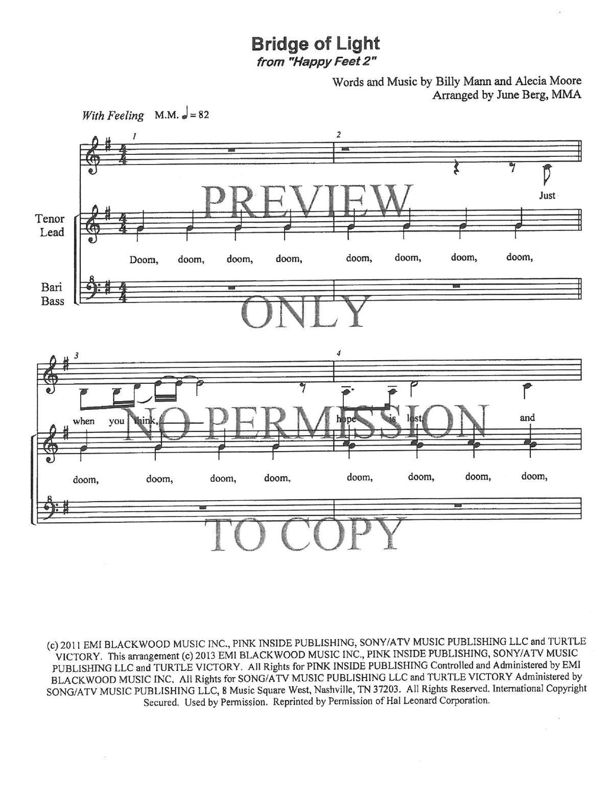 Bridge Of Light — sheet music preview, arranged by June Berg