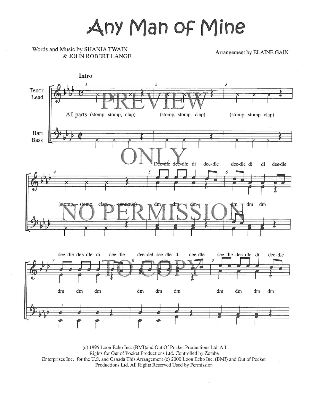 Any Man Of Mine — sheet music preview, arranged by Elaine Gain
