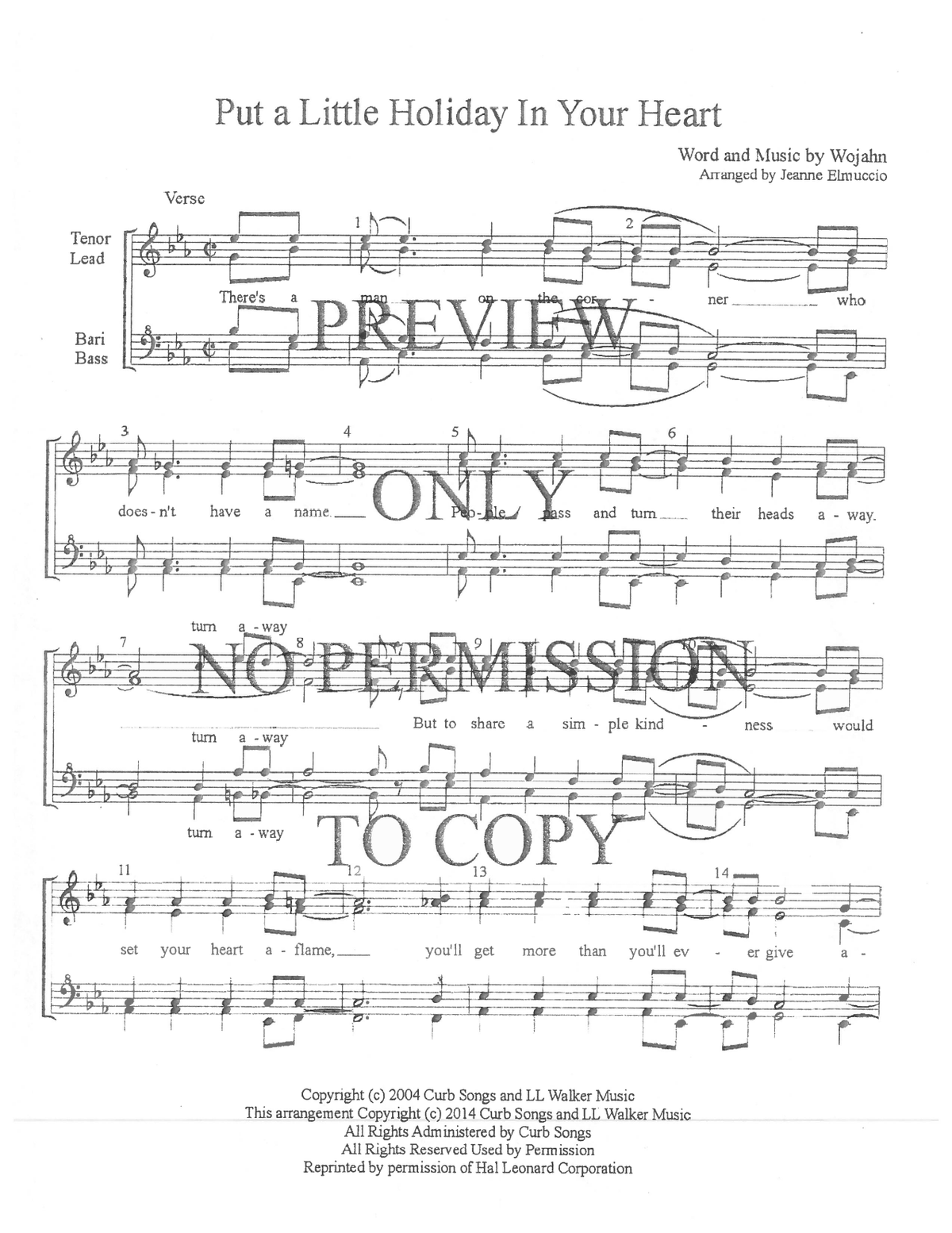 Put A Little Holiday In Your Heart — sheet music preview, arranged by Jeanne Elmuccio