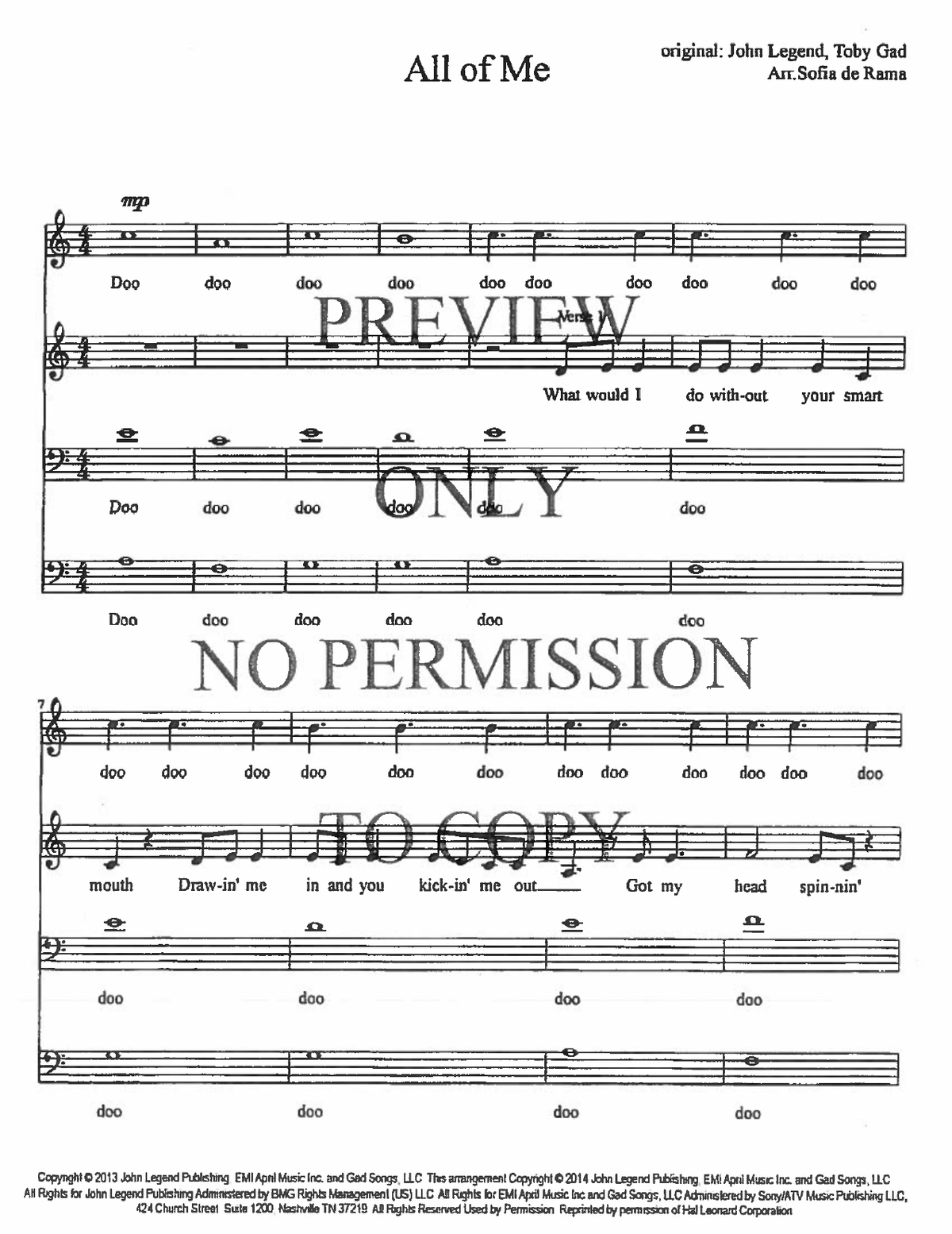 All Of Me — sheet music preview, arranged by Sofia de Rama