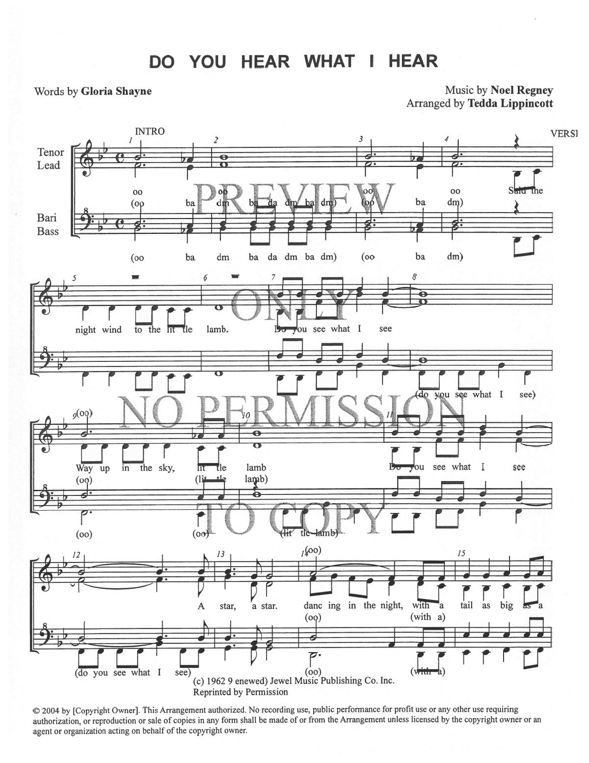 Do You Hear What I Hear? — sheet music preview, arranged by Tedda Lippincott