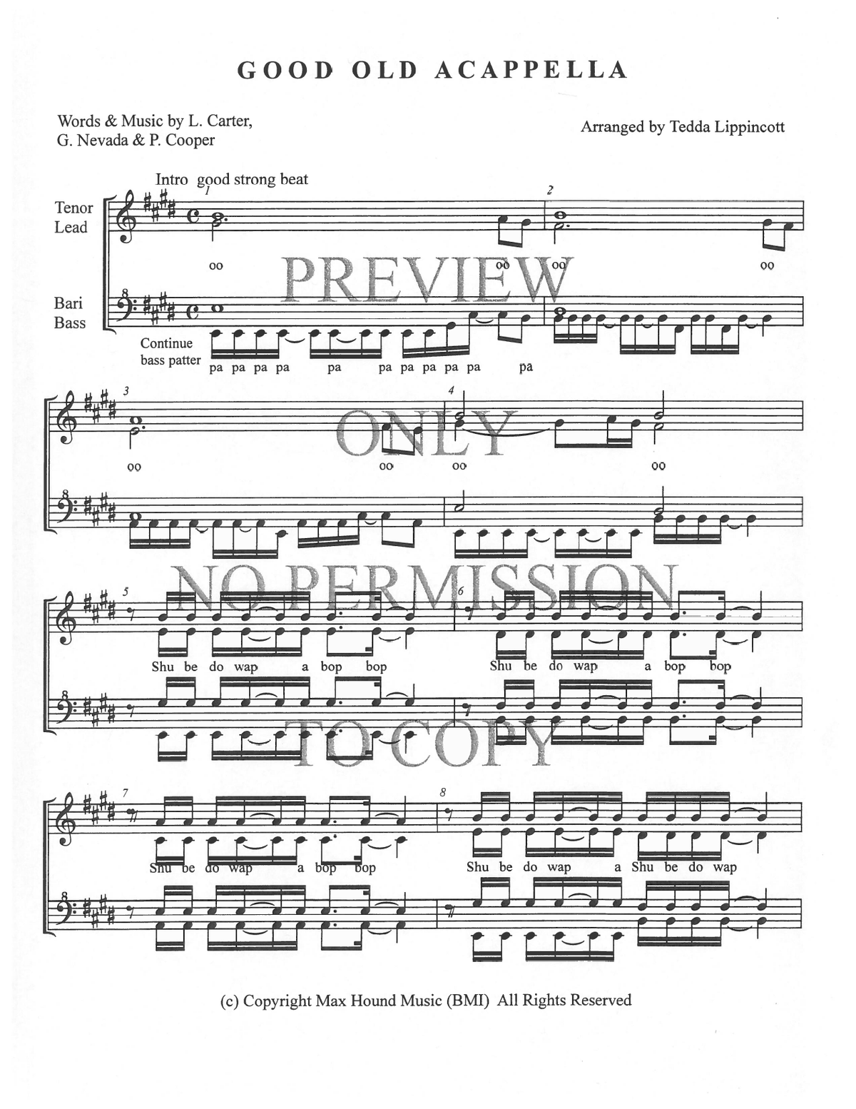 Good Old Acapella — sheet music preview, arranged by Tedda Lippincott