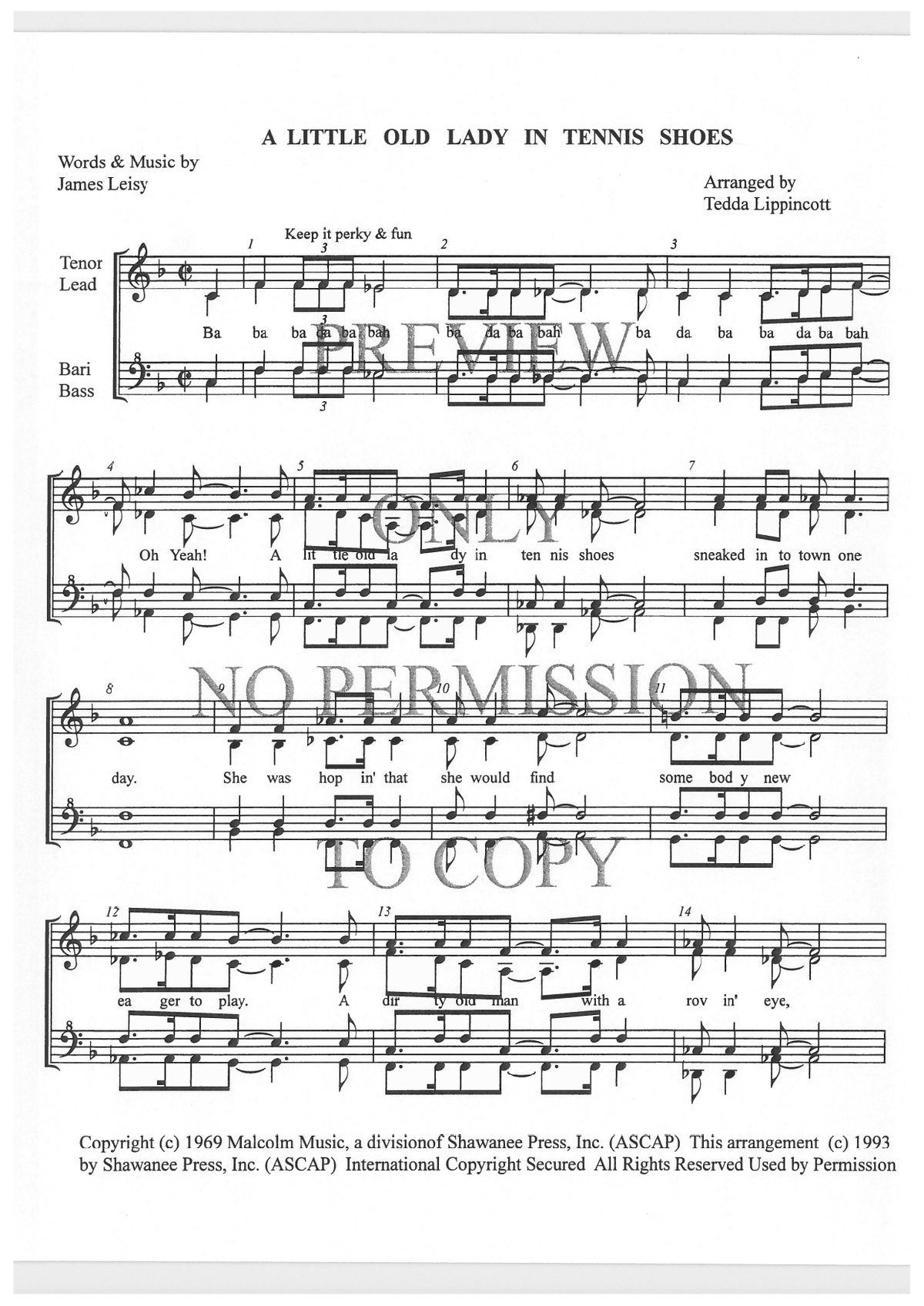 A Little Old Lady In Tennis Shoes — sheet music preview, arranged by Tedda Lippincott