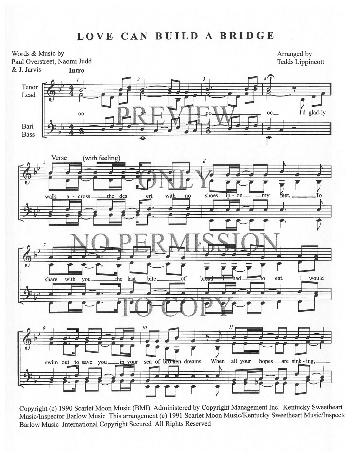 Love Can Build A Bridge — sheet music preview, arranged by Tedda Lippincott
