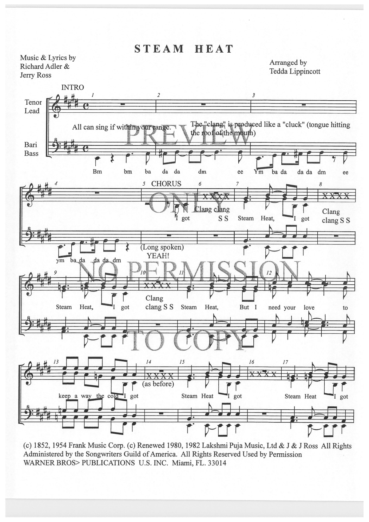 Steam Heat From The Pajama Game — sheet music preview, arranged by Tedda Lippincott
