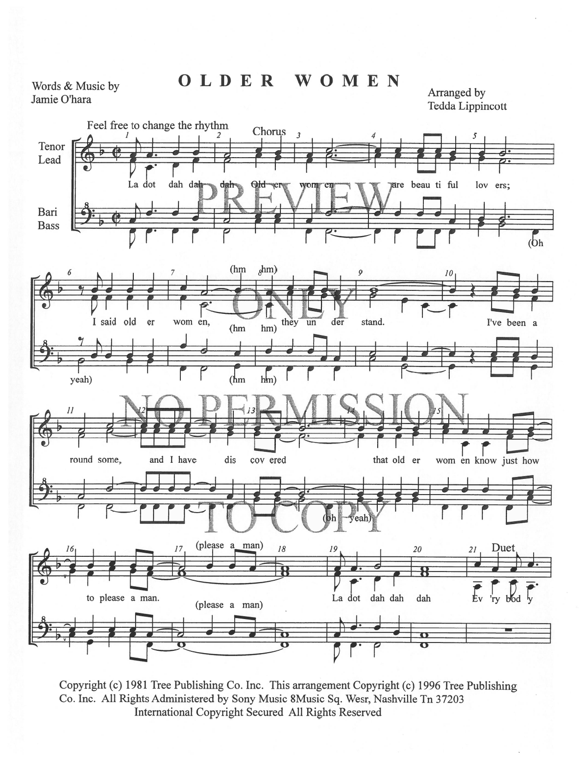 Older Women — sheet music preview, arranged by Tedda Lippincott