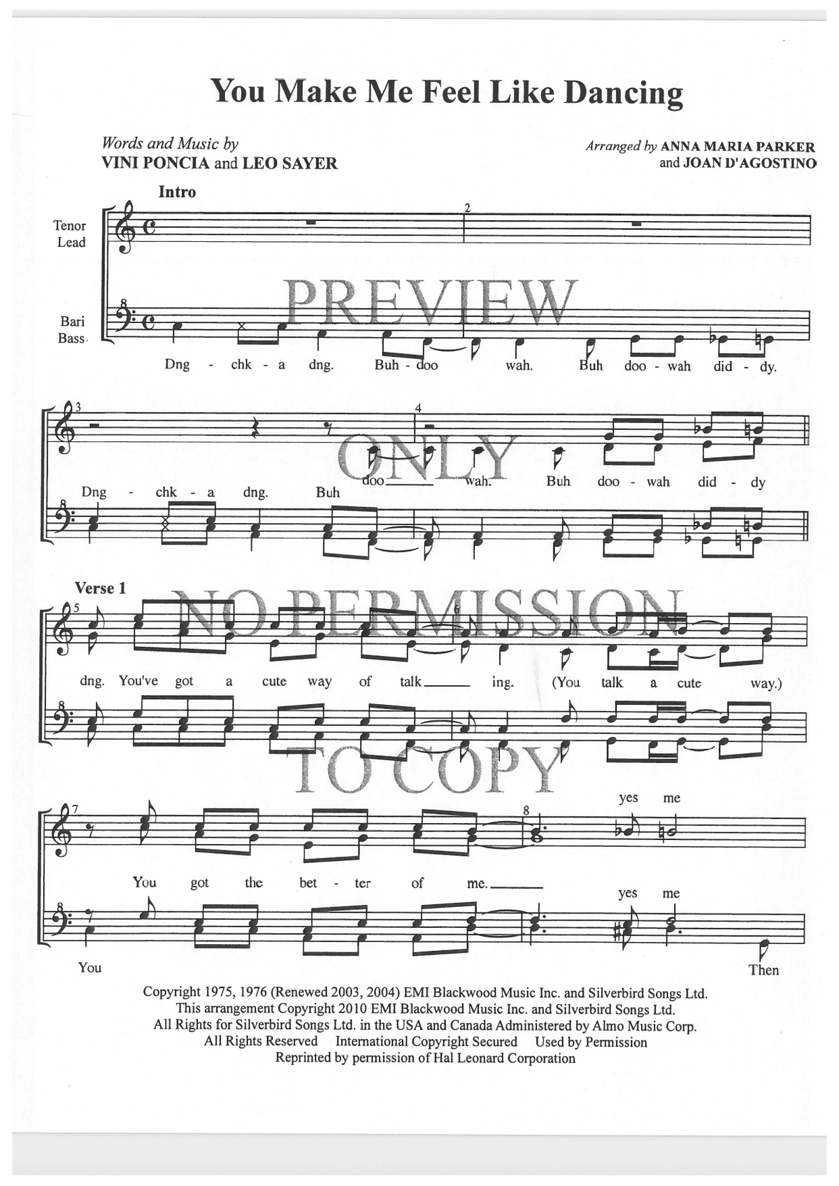 You Make Me Feel Like Dancing — sheet music preview, arranged by Anna Maria Parker
