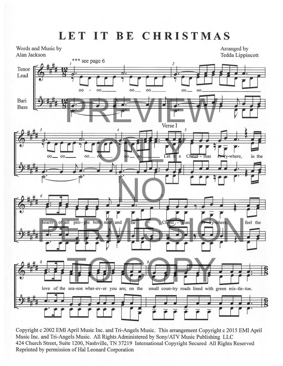 Let It Be Christmas — sheet music preview, arranged by Tedda Lippincott