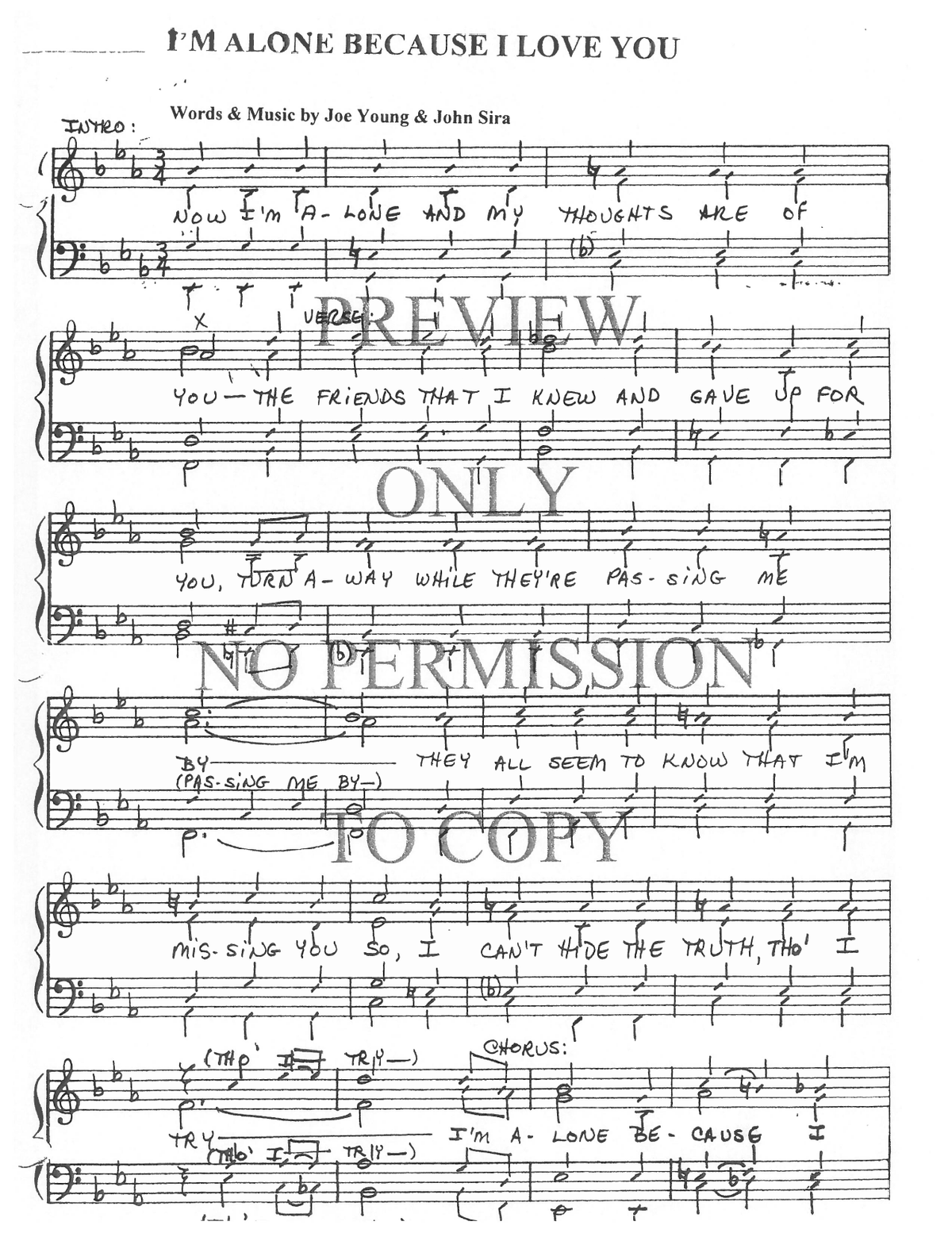 I'm Alone Because I Love You — sheet music preview, arranged by Jo Lund