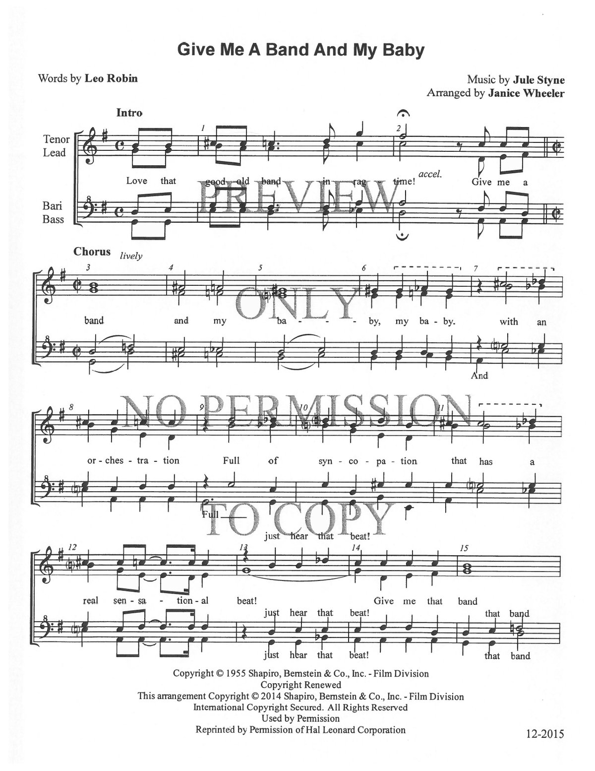 Give Me A Band And My Baby — sheet music preview, arranged by Janice Wheeler