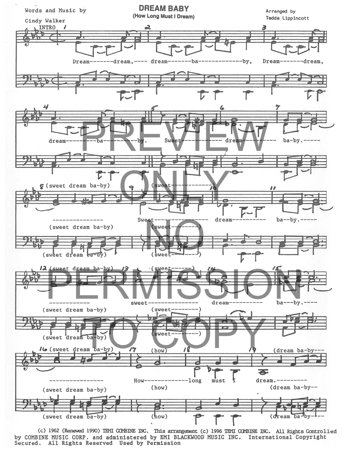 Dream Baby (How Long Must I Dream) — sheet music preview, arranged by Tedda Lippincott