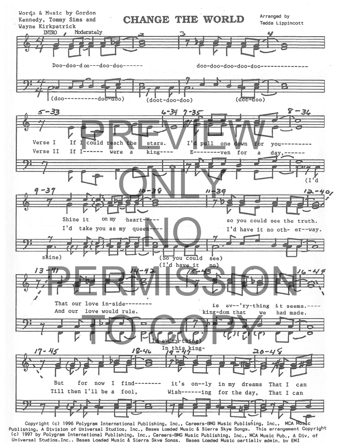 Change The World — sheet music preview, arranged by Tedda Lippincott