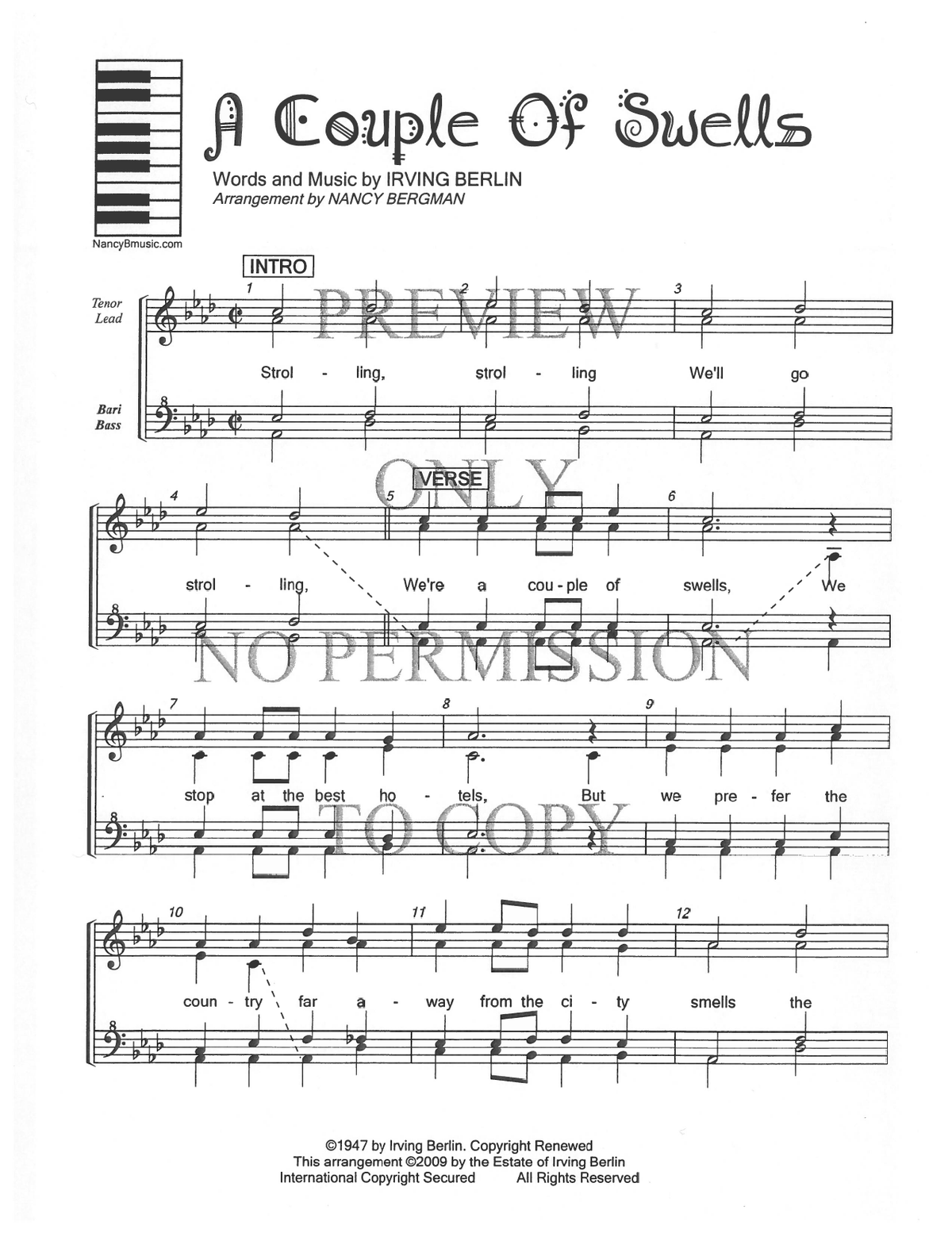 A Couple Of Swells — sheet music preview, arranged by Nancy Bergman
