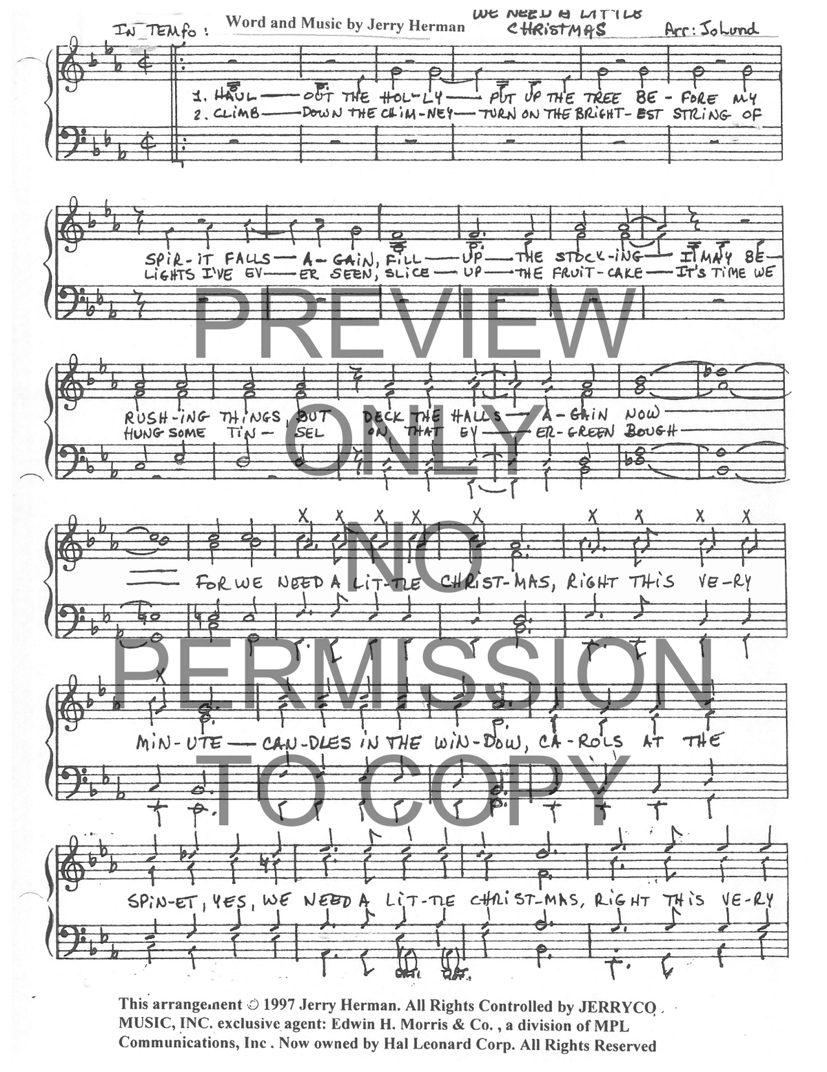We Need A Little Christmas — sheet music preview, arranged by Jo Lund