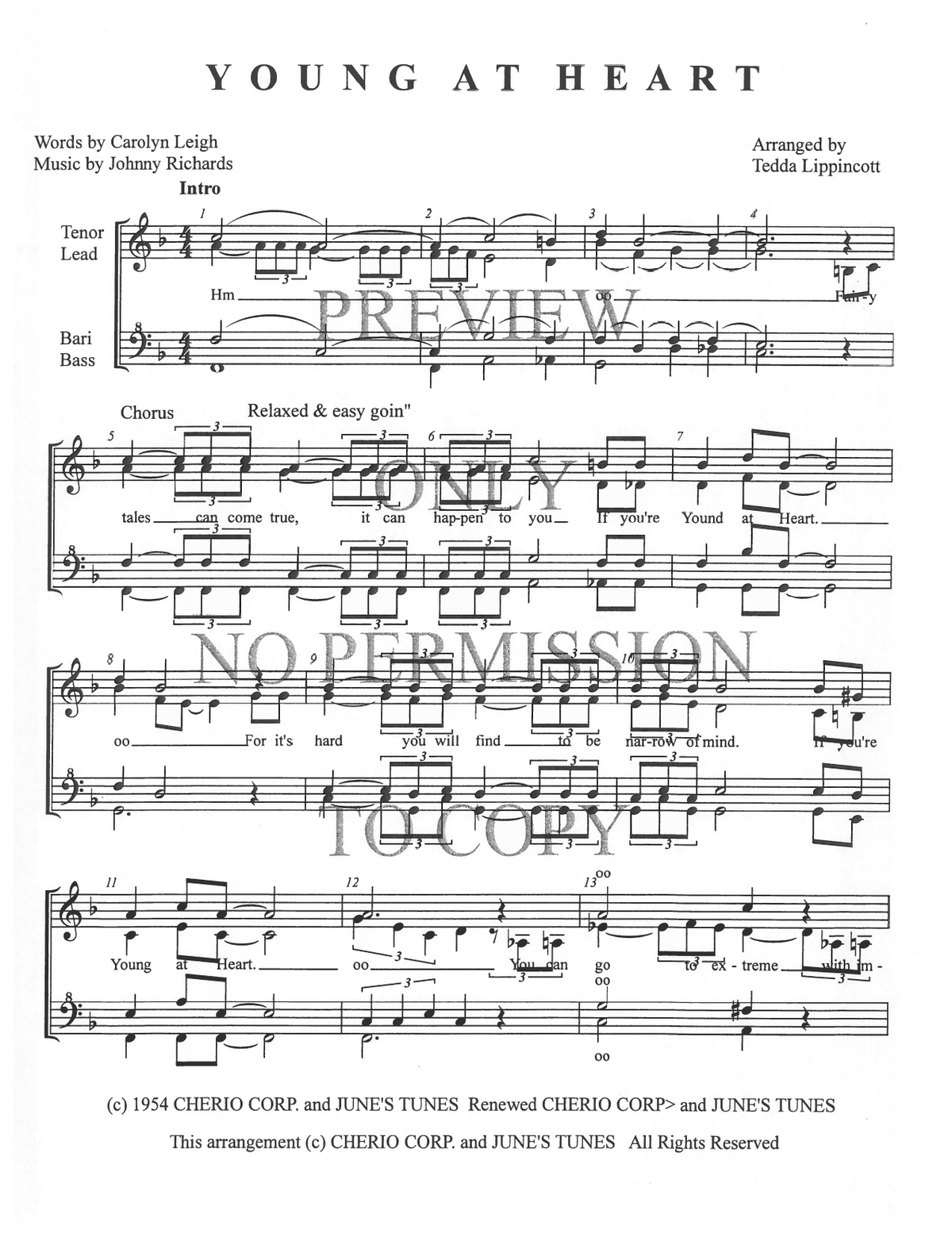 Young At Heart — sheet music preview, arranged by Tedda Lippincott