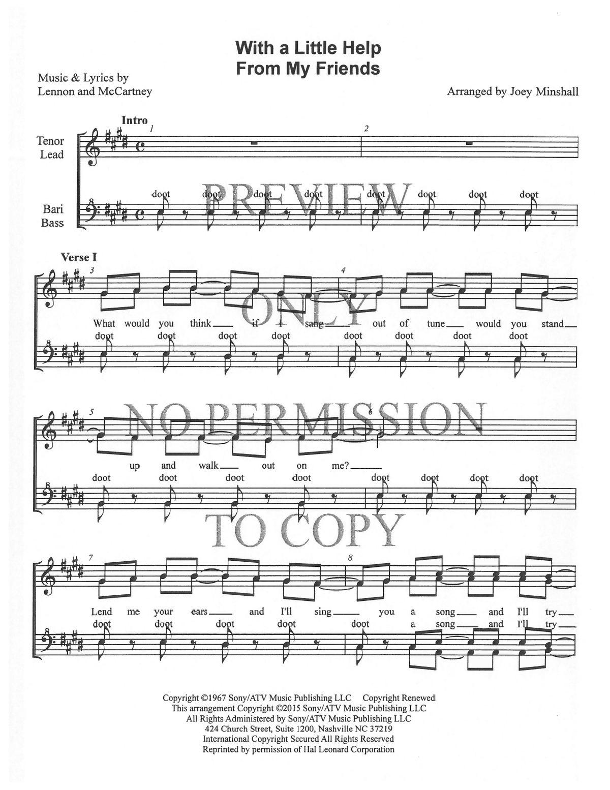 With A Little Help From My Friends — sheet music preview, arranged by Joey Minshall