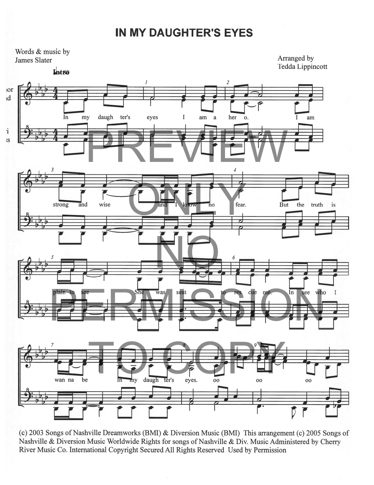 In My Daughter's Eyes — sheet music preview, arranged by Tedda Lippincott