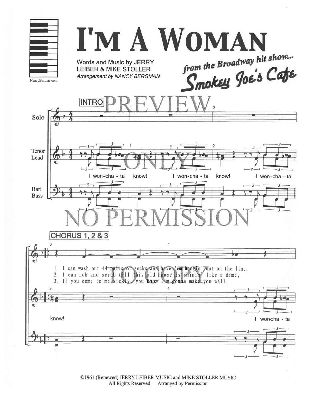 I'm A Woman — sheet music preview, arranged by Nancy Bergman