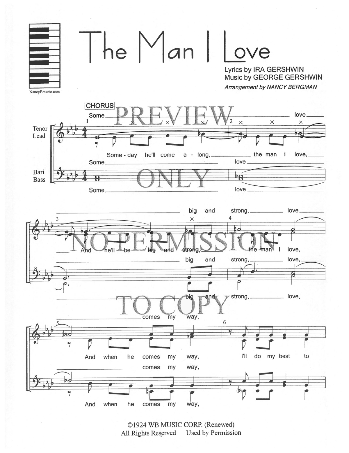 The Man I Love — sheet music preview, arranged by Nancy Bergman