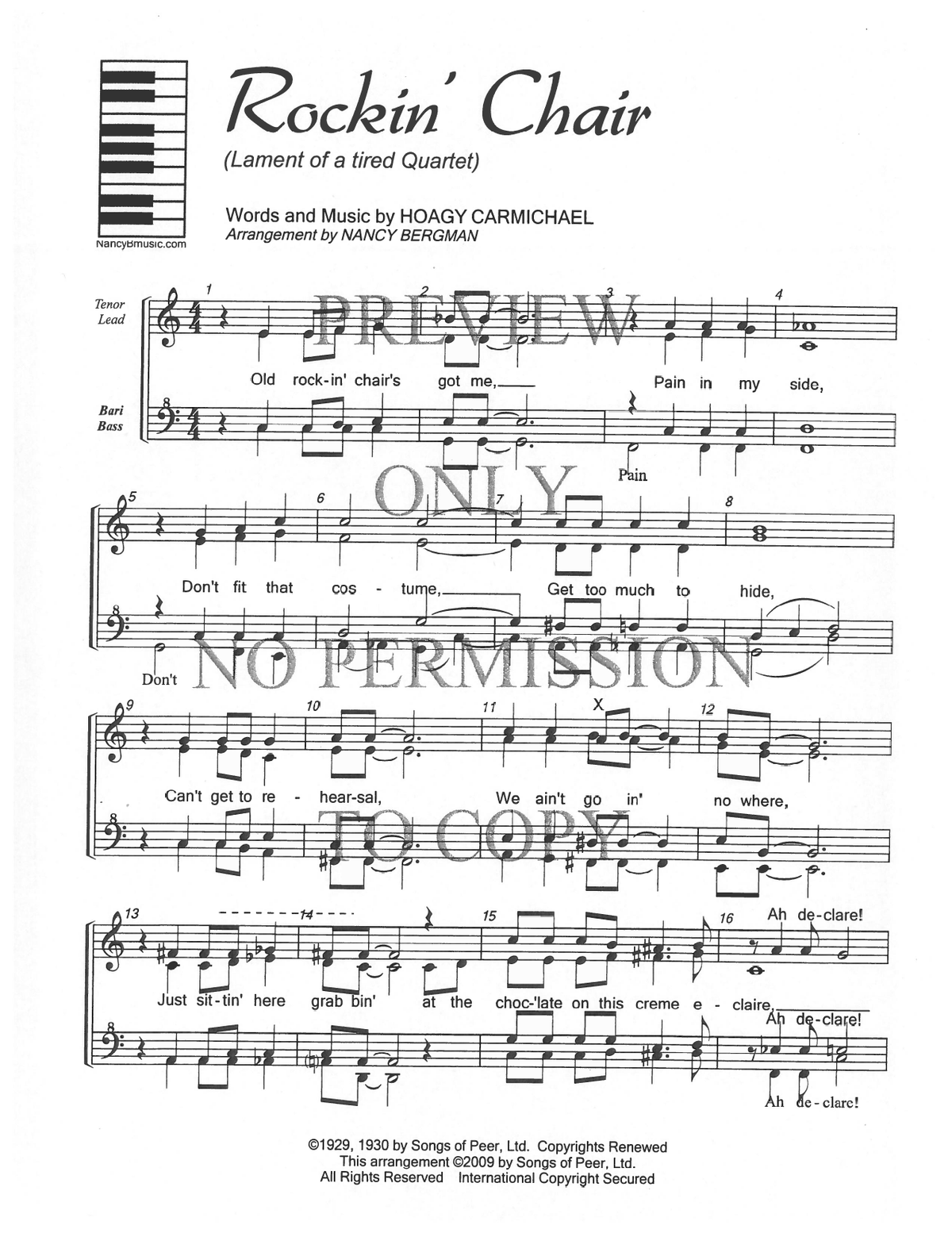 Rockin' Chair — sheet music preview, arranged by Nancy Bergman