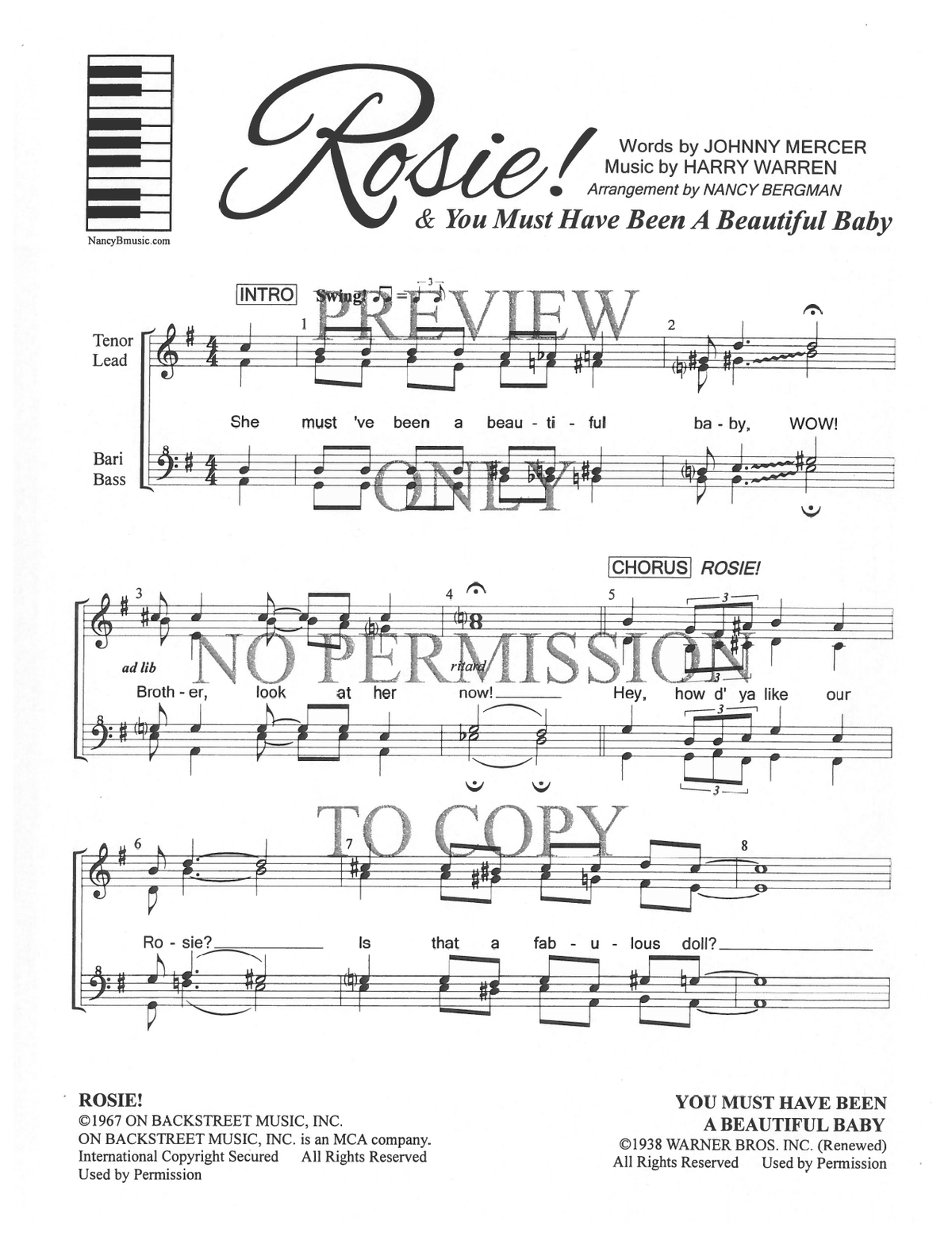 Rosie — sheet music preview, arranged by Nancy Bergman