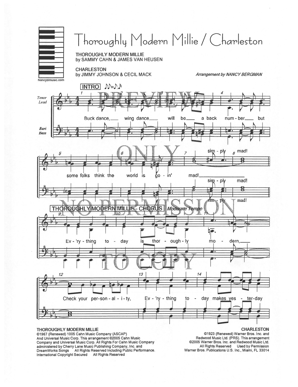 Thoroughly Modern Millie — sheet music preview, arranged by Nancy Bergman