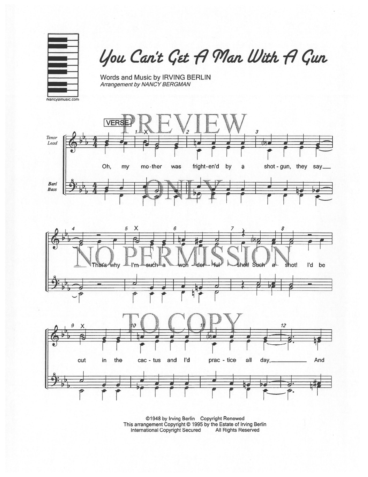 You Can't Get A Man With A Gun — sheet music preview, arranged by Nancy Bergman