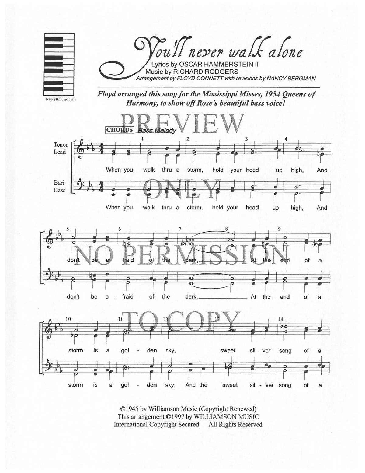 You'll Never Walk Alone — sheet music preview, arranged by Nancy Bergman
