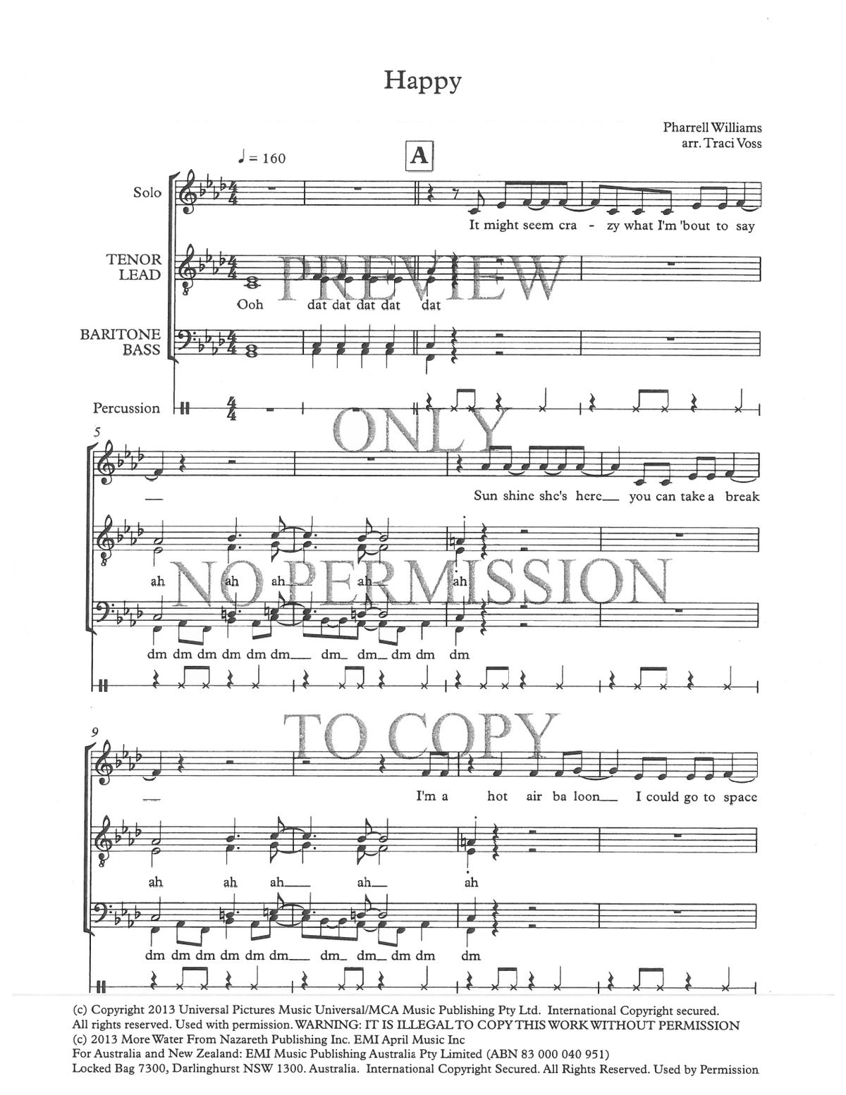 Happy — sheet music preview, arranged by Traci Voss