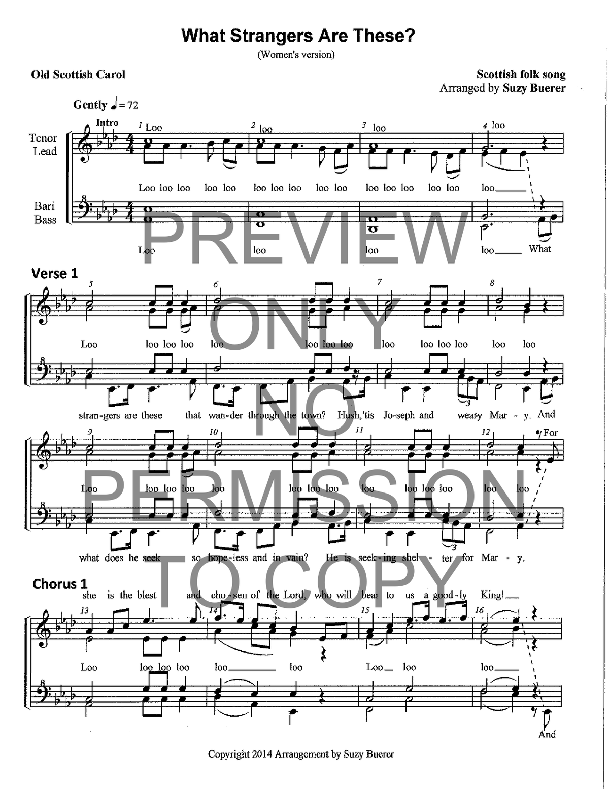What Strangers Are These (A Scottish Christmas Carol) — sheet music preview, arranged by Suzy Buerer