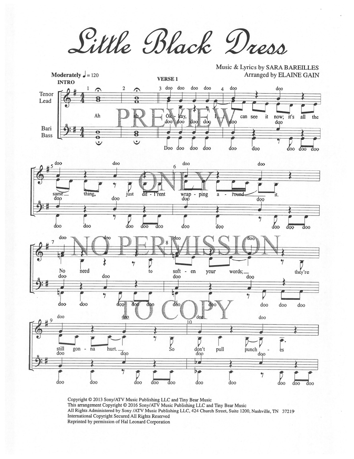 Little Black Dress — sheet music preview, arranged by Elaine Gain