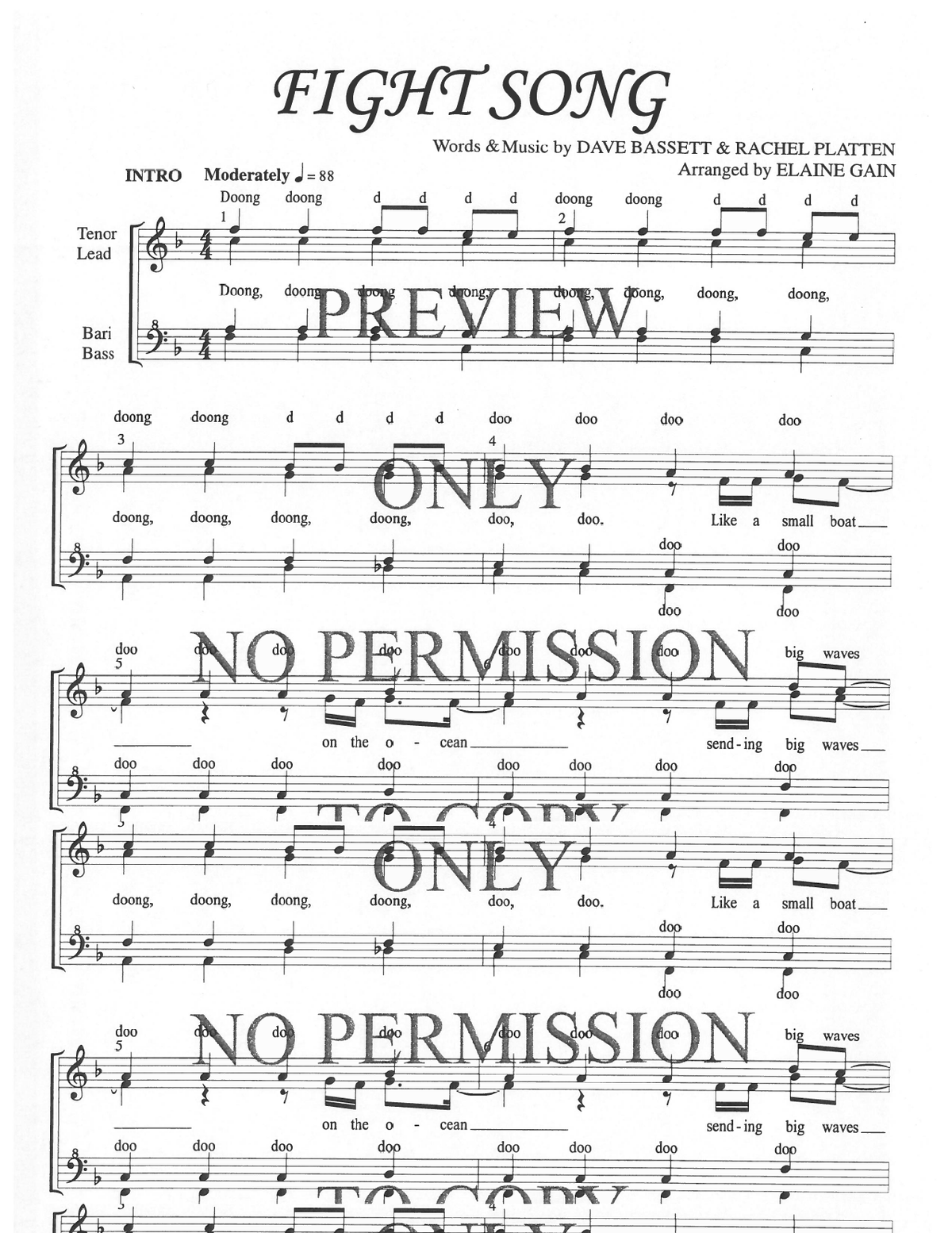 Fight Song — sheet music preview, arranged by Elaine Gain