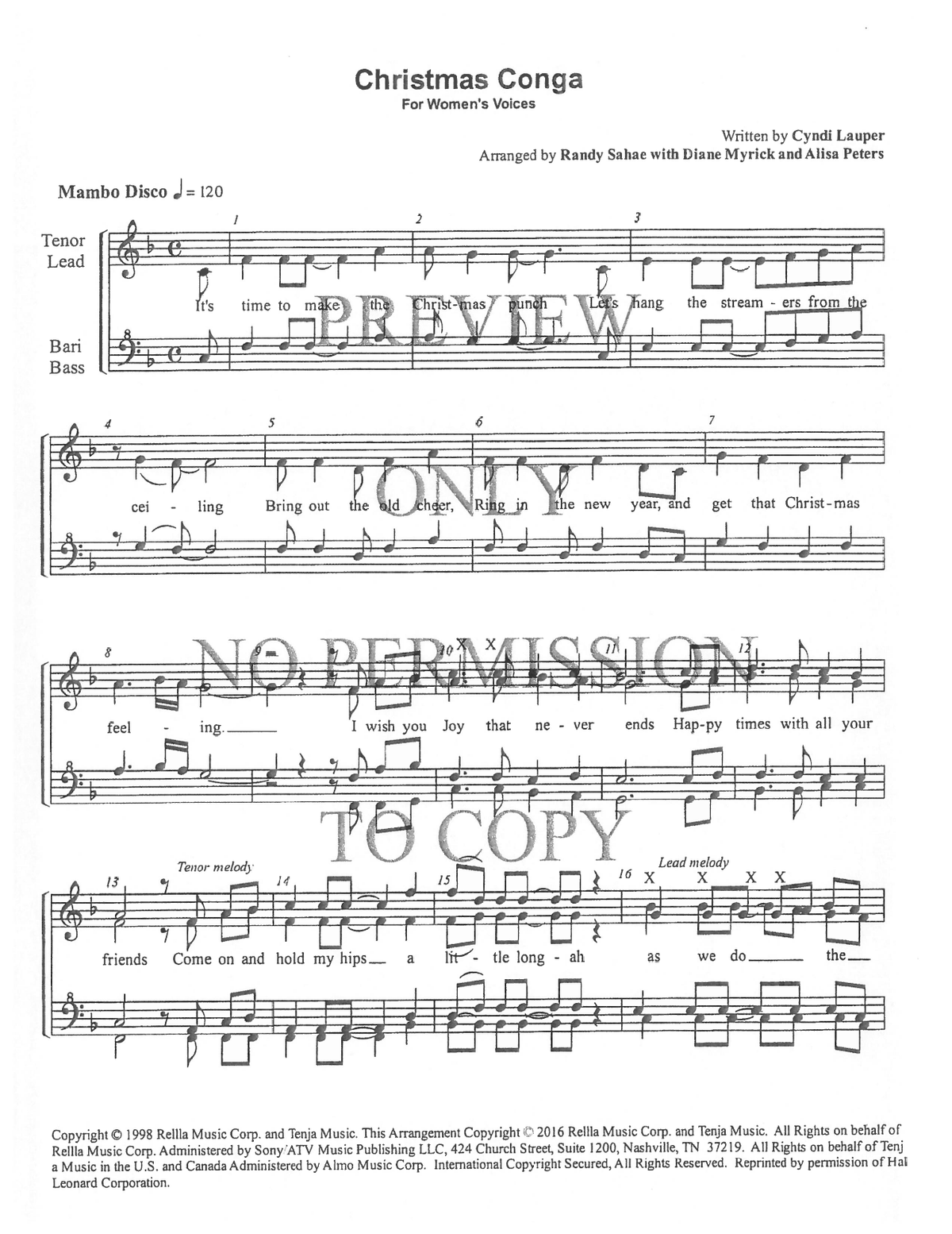 Christmas Conga — sheet music preview, arranged by Randy Sahae