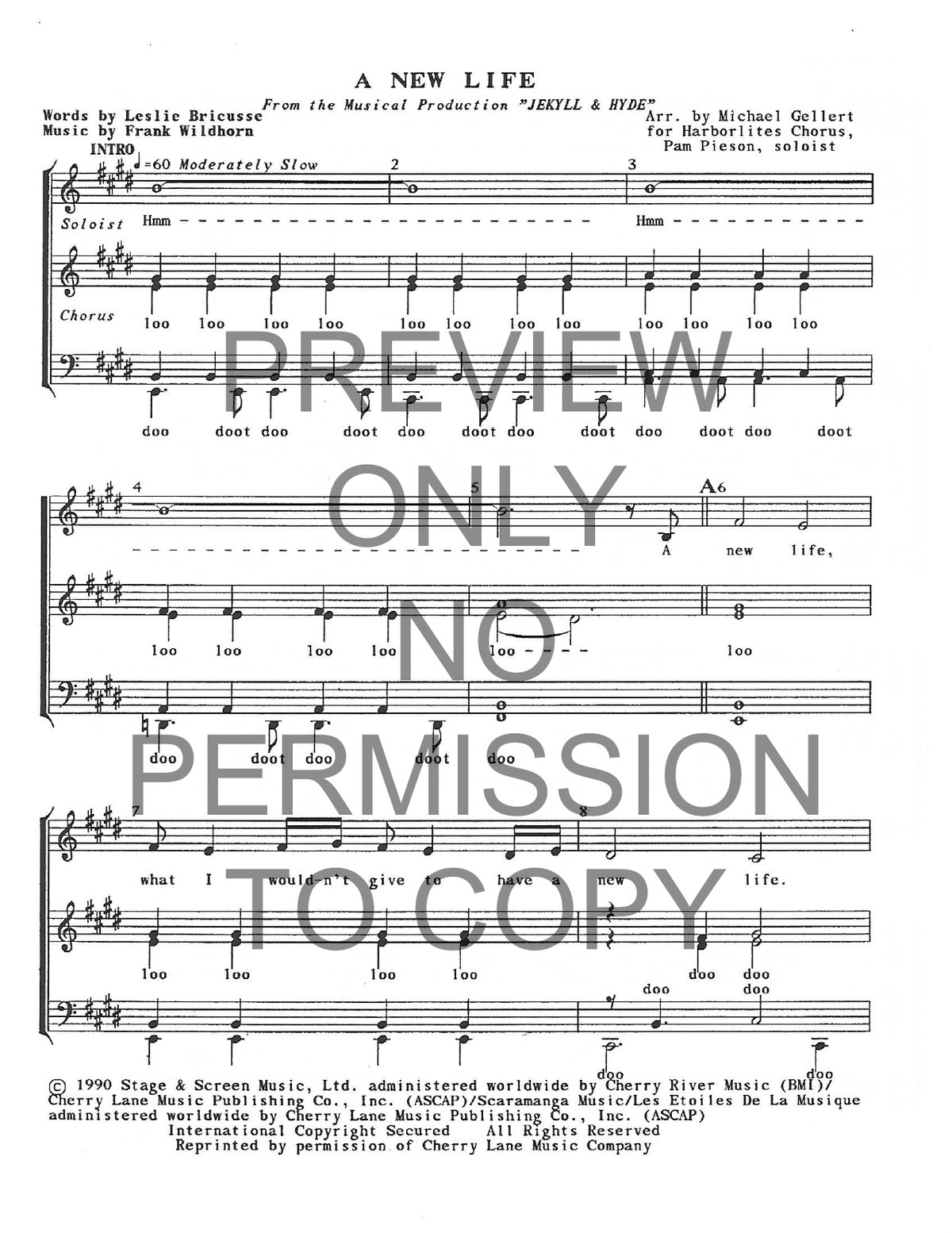 A New Life — sheet music preview, arranged by Michael Gellert