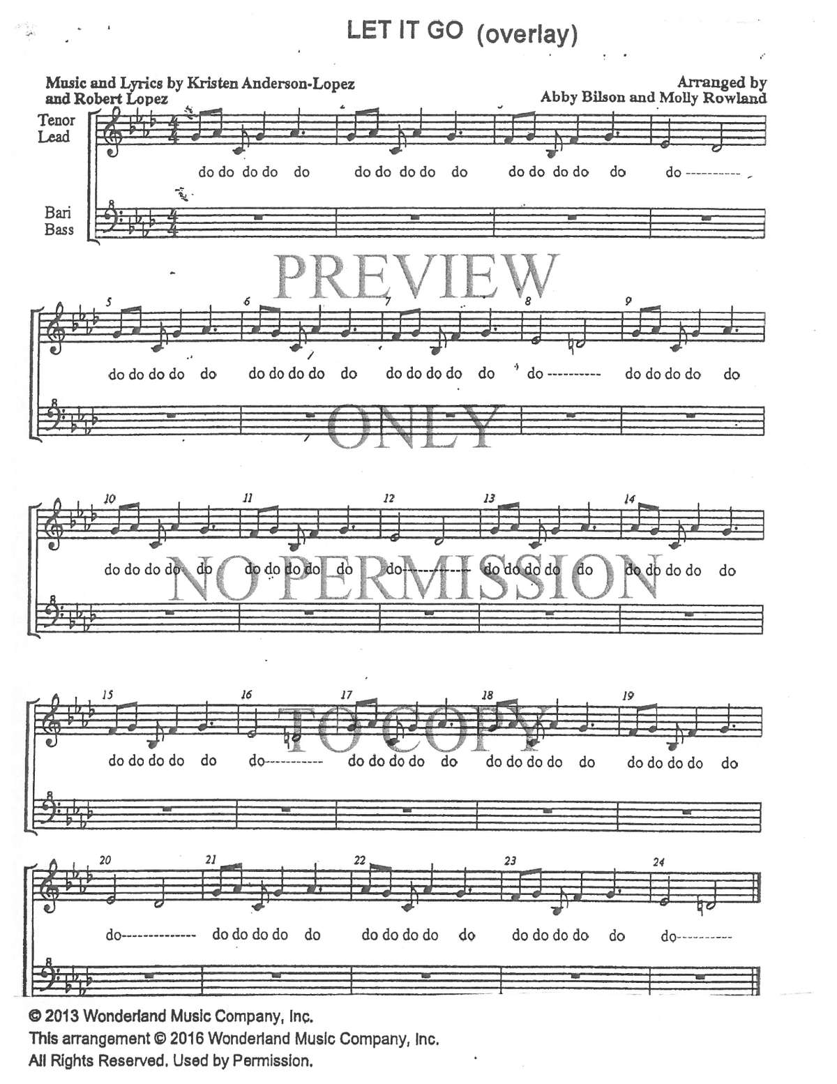 Let It Go — sheet music preview, arranged by Molly Rowland