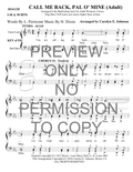 Call Me Back, Pal O'Mine — sheet music preview, arranged by Carolyn Johnson