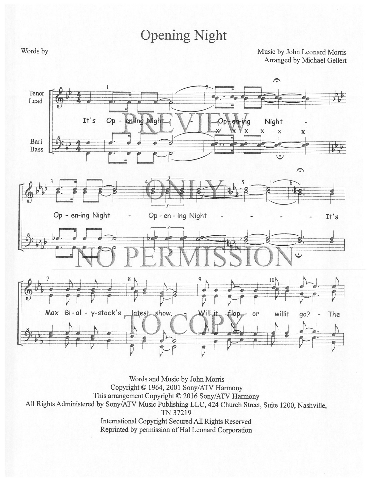 Opening Night — arr. Michael Gellert