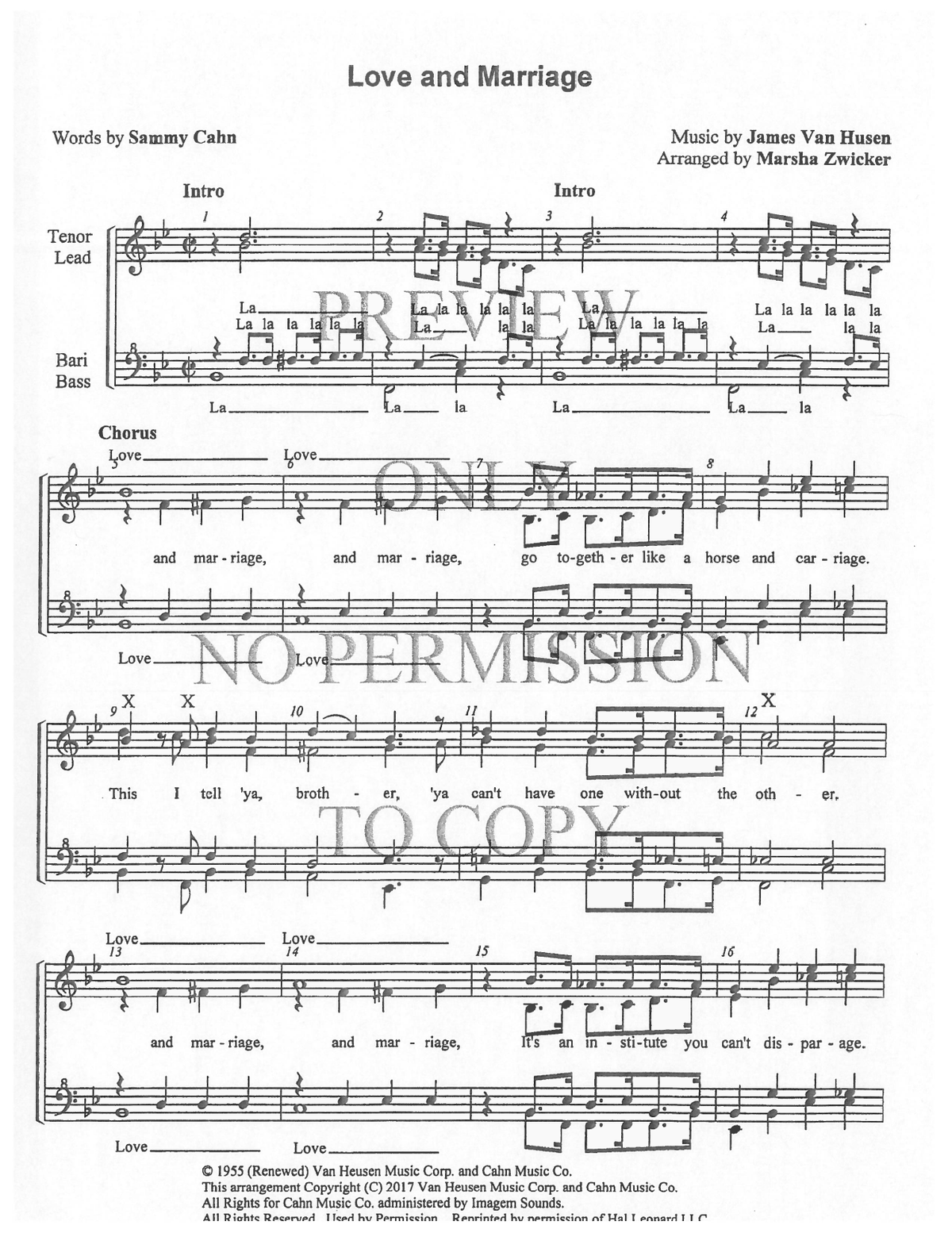 Love And Marriage — sheet music preview, arranged by Marsha Zwicker